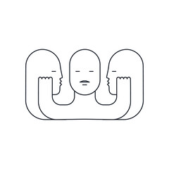 Line Drawing Abstract Humans. Contemporary Modern Flat Vector Illustration. Continuous Line Art of Humans Portrait. Minimalist Contour. Poster, Wall Art, Tote Bag, Mobile Case. 