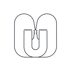 One Line Drawing Abstract Humans. Contemporary Modern Flat Vector Illustration. Continuous Line Art of Kissing Couple Portrait. Minimalist Contour. Poster, Wall Art, Tote Bag, Mobile Case. 