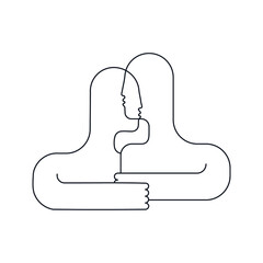 Line Drawing Abstract Humans. Contemporary Modern Flat Vector Illustration. Continuous Line Art of Humans Portrait. Minimalist Contour. Poster, Wall Art, Tote Bag, Mobile Case. 