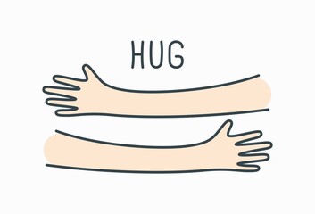 Hands hugs simple sign illustration