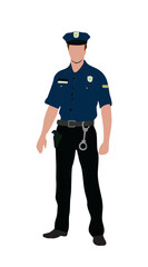 policeman in uniform, Police officer in standing pose vector illustration - obrazy, fototapety, plakaty