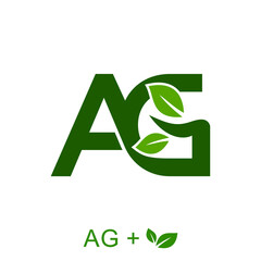 Letter AG with a leaf concept. Very suitable various business purposes also for symbol, logo, company name, brand name, personal name, icon and many more.