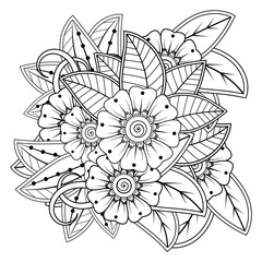 Mehndi flower for henna, mehndi, tattoo, decoration. decorative ornament in ethnic oriental style. doodle ornament. coloring book page.