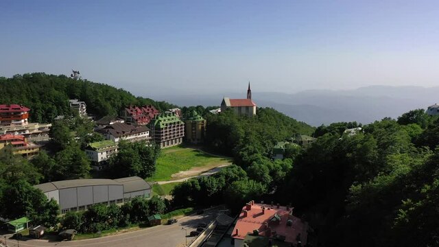 Terminillo, mountain resort of Lazio, Rieti, Italy.
Aerial view of Terminillo on a summer day.