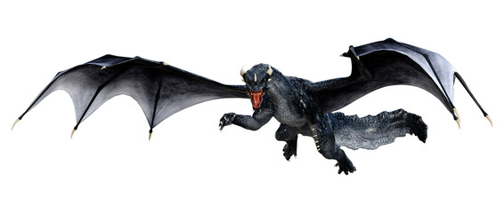 3D Rendering Fairy Tale Dragon on White