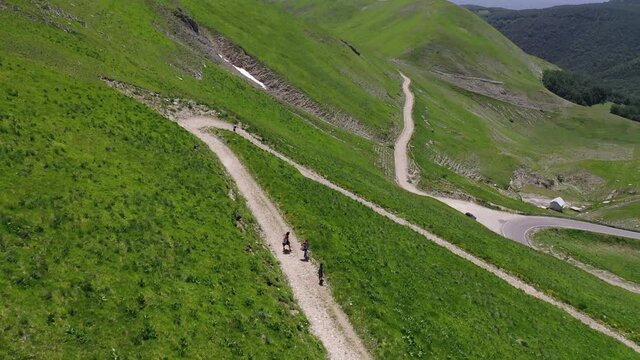 Walk to Monte Terminillo, Rieti Italy.
Aerial view of the Terminillo mountain on a summer day.