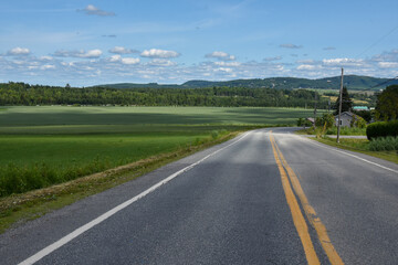 Countryside landscape with farm in Quebec, Canada