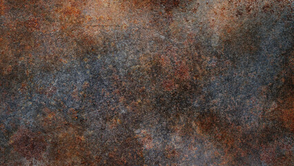 Rusted on surface of the old iron, Deterioration of the steel, Decay and grunge Texture background