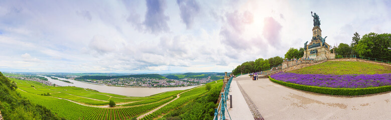 Wonderful Rhine landscape pamorama with Germania Monument.