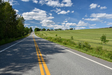 Fototapeta premium Countryside landscape with farm in Quebec, Canada