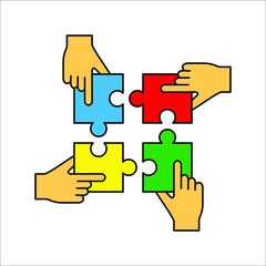 Jigsaw puzzle for business stock, Vector illustration on white background. color editable epa 10.