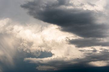 Fototapeta na wymiar huge storm cloud, tower cumulus and cumulonimbus cloud, develop over Alp mountains