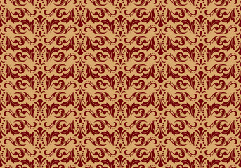 Flower geometric pattern. Seamless vector background. Brown and red ornament. Ornament for fabric, wallpaper, packaging. Decorative print