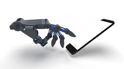 Robotic Hand Touching Smartphone Screen