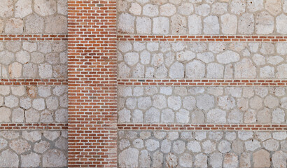 Detail of a brick and stone wall