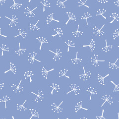 Cute white dandelion spores. Seamless graphic pattern. Vector illustration.