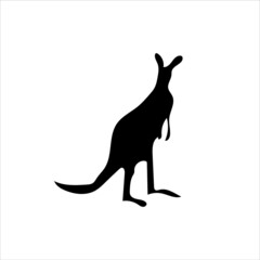 Silhouette of a australian kangaroo on white background