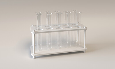 Container with empty tubes for medical analyzes, chemical experiments. 3d illustration