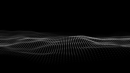 Digital technology wave. Abstract background with dots and lines moving in space. Futuristic modern dynamic wave.