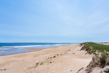 Fototapeta na wymiar Sand dune beaches on a peninsula by the Atlantic Ocean. State of Massachusetts, USA