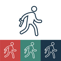 Line icon man runs with firearm