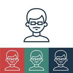 Line icon man with glasses