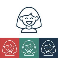Linear vector icon with smiling girl