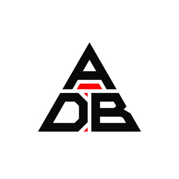ADB triangle letter logo design with triangle shape. ADB triangle logo design monogram. ADB triangle vector logo template with red color. ADB triangular logo Simple, Elegant, and Luxurious Logo. ADB 
