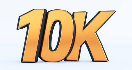 golden 10k or 10000 thank you, Web user Thank you celebrate of subscribers or followers and likes, 3D render
