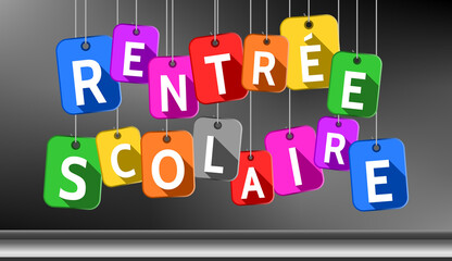 École - Rentrée Scolaire - Badges Suspendus et Tableau