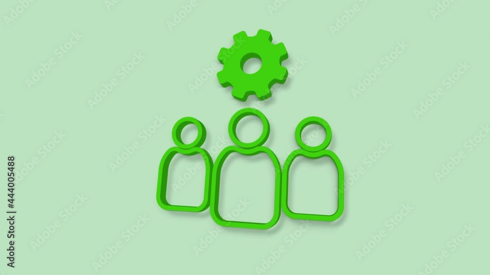 Poster Outsourcing concept 3d icon isolated on green background. Cooperation sign. Idea of teamwork and investment. 4K