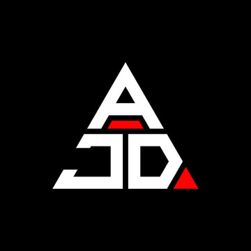 AJD triangle letter logo design with triangle shape. AJD triangle logo design monogram. AJD triangle vector logo template with red color. AJD triangular logo Simple, Elegant, and Luxurious Logo. AJD 