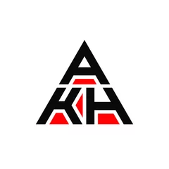 Deurstickers AKH triangle letter logo design with triangle shape. AKH triangle logo design monogram. AKH triangle vector logo template with red color. AKH triangular logo Simple, Elegant, and Luxurious Logo. AKH  © mamun25g