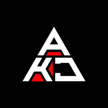 AKJ triangle letter logo design with triangle shape. AKJ triangle logo design monogram. AKJ triangle vector logo template with red color. AKJ triangular logo Simple, Elegant, and Luxurious Logo. AKJ 