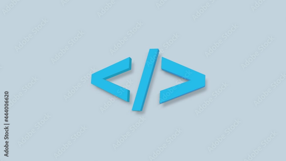 Aufkleber Blue coding code html programming language 3d icon. Front end development icon isolated on blue background. 4K