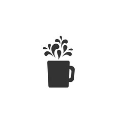 mug with drops flying out. silhouette icon. Mug with tea or coffee icon flat.