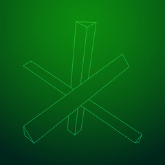 Hedgehog antitank defence. Wireframe low poly mesh vector illustration.