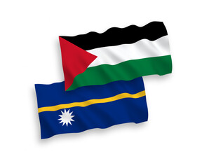 Flags of Republic of Nauru and Palestine on a white background
