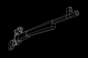 Sniper bolt-action rifle mosin nagant. Wireframe low poly mesh vector illustration.