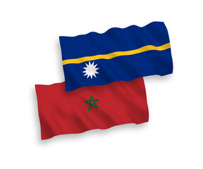 Flags of Republic of Nauru and Morocco on a white background