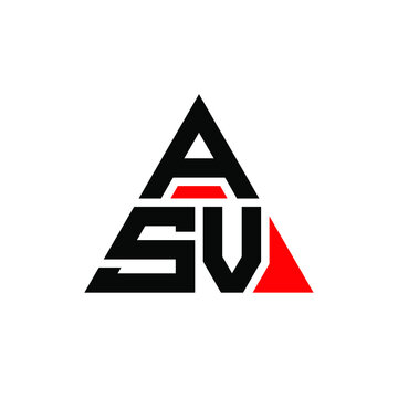 ASV triangle letter logo design with triangle shape. ASV triangle logo design monogram. ASV triangle vector logo template with red color. ASV triangular logo Simple, Elegant, and Luxurious Logo. ASV 