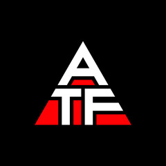 ATF triangle letter logo design with triangle shape. ATF triangle logo design monogram. ATF triangle vector logo template with red color. ATF triangular logo Simple, Elegant, and Luxurious Logo. ATF  - obrazy, fototapety, plakaty