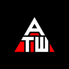 ATW triangle letter logo design with triangle shape. ATW triangle logo design monogram. ATW triangle vector logo template with red color. ATW triangular logo Simple, Elegant, and Luxurious Logo. ATW 