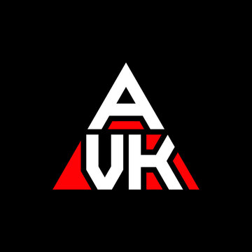 AVK triangle letter logo design with triangle shape. AVK triangle logo design monogram. AVK triangle vector logo template with red color. AVK triangular logo Simple, Elegant, and Luxurious Logo. AVK 