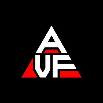 AVF triangle letter logo design with triangle shape. AVF triangle logo design monogram. AVF triangle vector logo template with red color. AVF triangular logo Simple, Elegant, and Luxurious Logo. AVF 