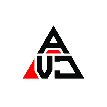 AVJ triangle letter logo design with triangle shape. AVJ triangle logo design monogram. AVJ triangle vector logo template with red color. AVJ triangular logo Simple, Elegant, and Luxurious Logo. AVJ 