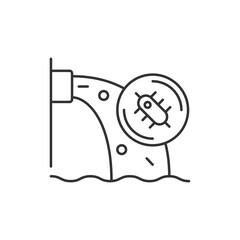 Water pollution linear icon. Water resources contamination. Toxic chemicals in groundwater. Thin line customizable illustration. Contour symbol. Vector isolated outline drawing. Editable stroke