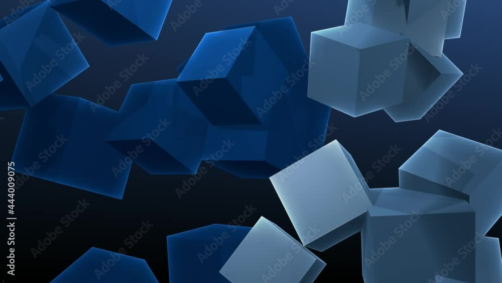 Poster calm looping blue color background animation of a cube collection