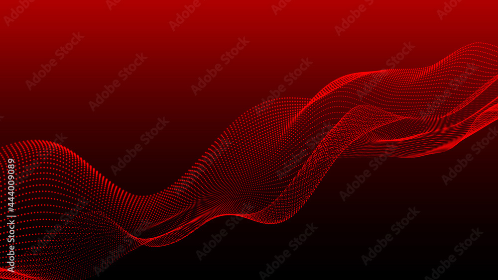 Poster abstract digital background. futuristic wave of dots and weave lines. digital technology. 3d renderi
