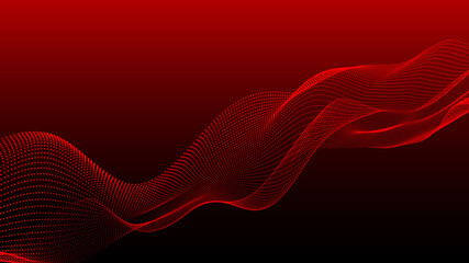 Abstract digital background. Futuristic wave of dots and weave lines. Digital technology. 3d rendering.